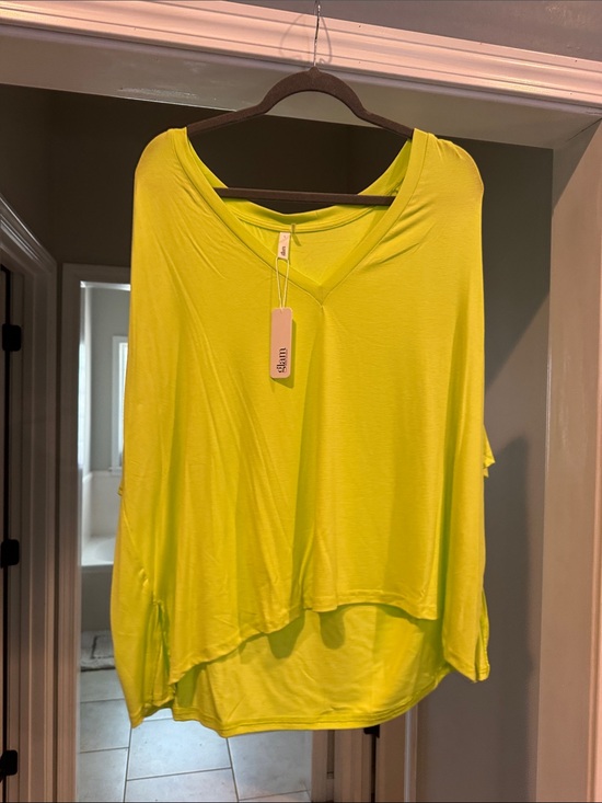 glam Tops - glam Neon Yellow V-Neck Flow Tunic